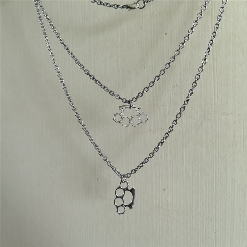 Women Accessories In English - Punk roestvrijstalen damesketting Engelse punch vuist