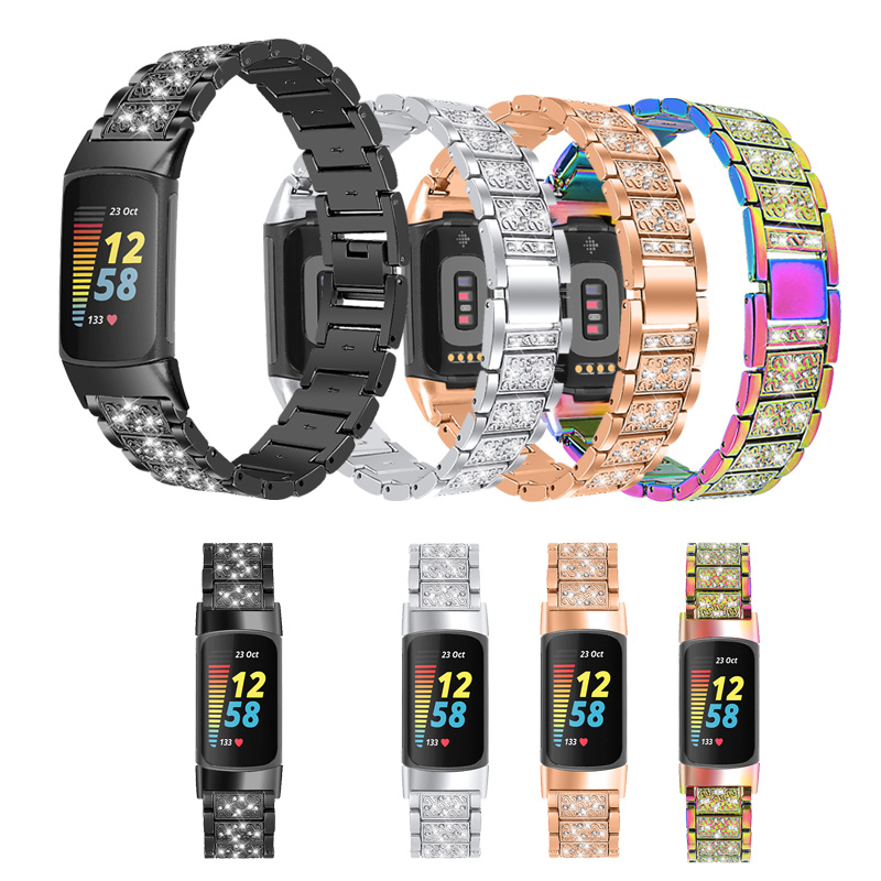 Women Accessories In English - Diamant roestvrijstalen band voor Fitbit Charge