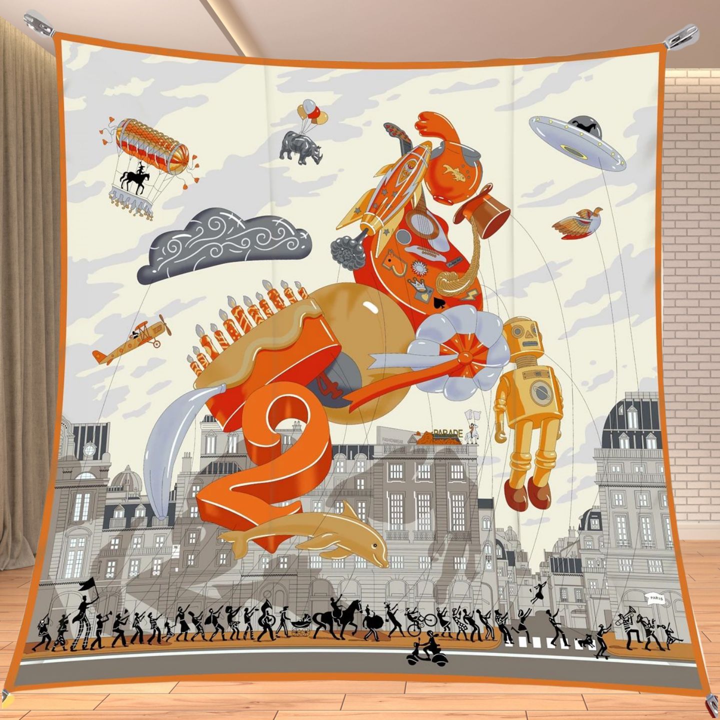 Women'S Vacation Accessories - 90cm Twill Zijdeachtige Vierkante Sjaal Paard