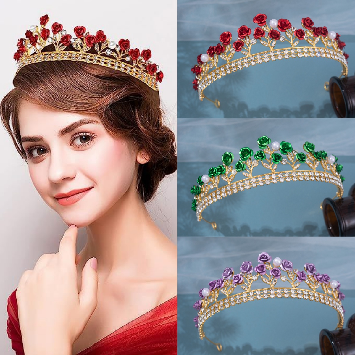 Women Accessories For Wedding - Barokke keramische bruidskroon Strass Prom Diadeem